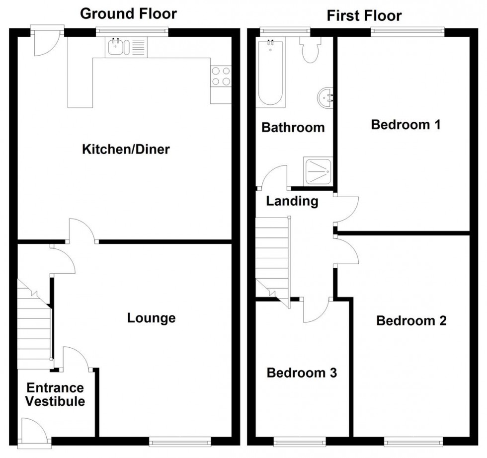 Floorplan for Shill Bank Lane, Mirfield