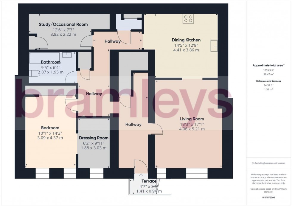 Floorplan for Flat 1, Longwood Gate, Huddersfield